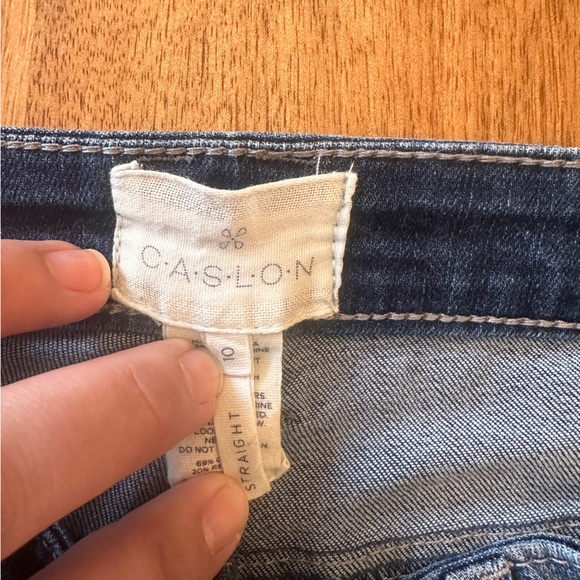 Caslon Distressed High Waist Slim Straight Leg Jeans size 10 - Picture 2 of 4